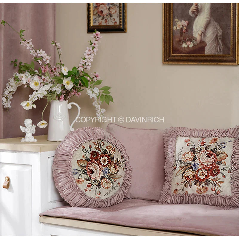 Afralia™ Victorian Garden Luxury Lavender Damask Pillow Cover 45x45cm