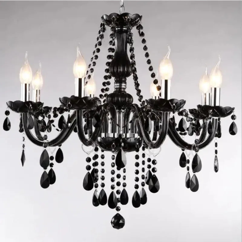 Afralia™ Modern Black Crystal Chandelier Light for Living Room Bedroom Indoor Fixture