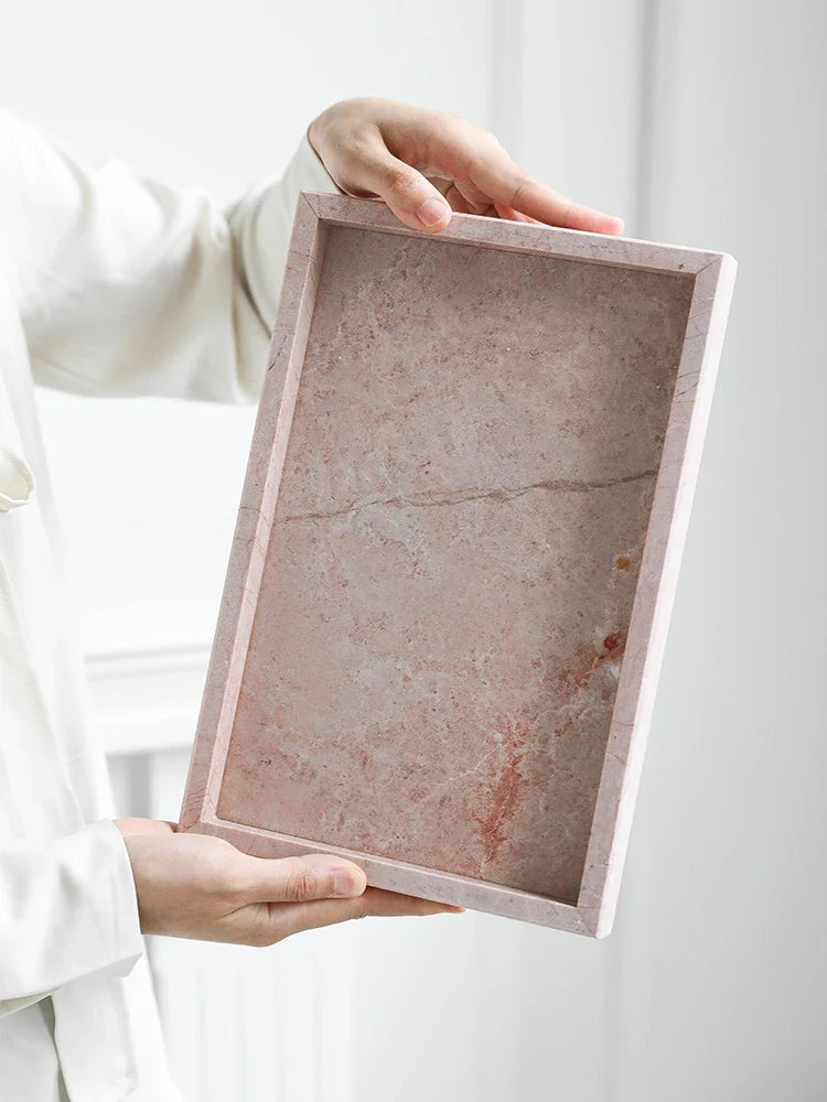 Afralia™ Pink Marble Vanity Tray for Home Decor & Organization