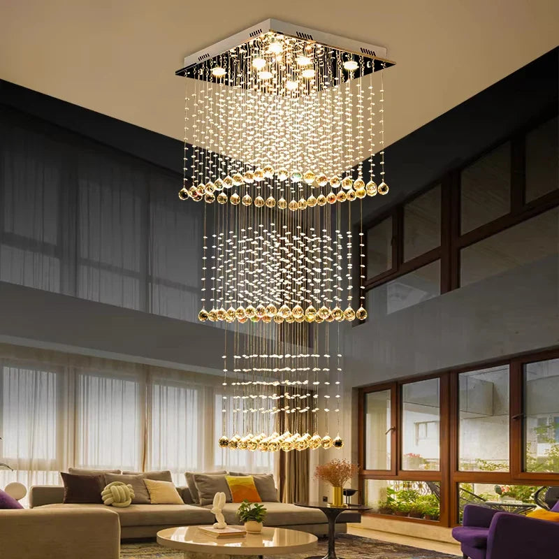 Afralia™ Luxury Crystal Chandelier for Duplex Living Room & Hotel Villa, Postmodern Design