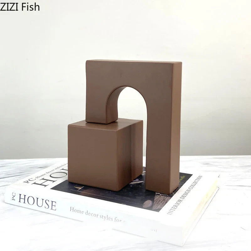 Afralia™ Geometric Metal Sculpture Desk Decoration Arch Modern Crafts Room Decor