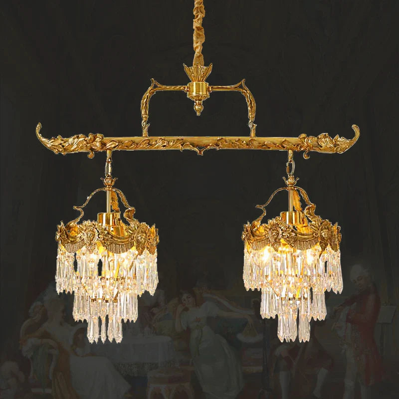 Afralia™ Luxury Brass Chandelier with Crystals for Restaurant, Bedroom, and Foyer