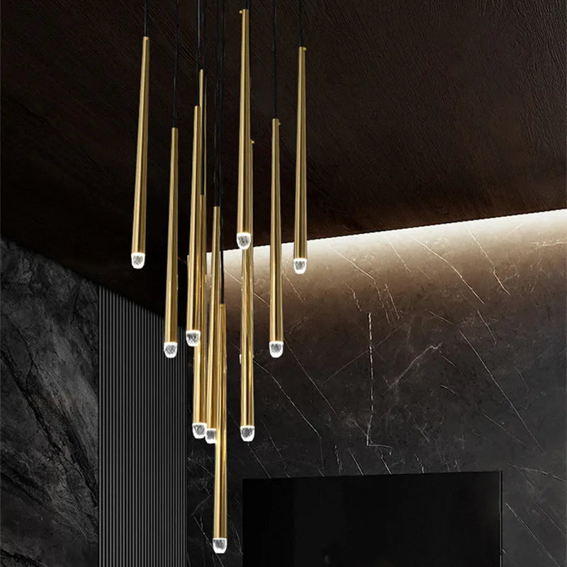 Afralia™ Crystal LED Pendant Chandelier for Retro Villa Stairs