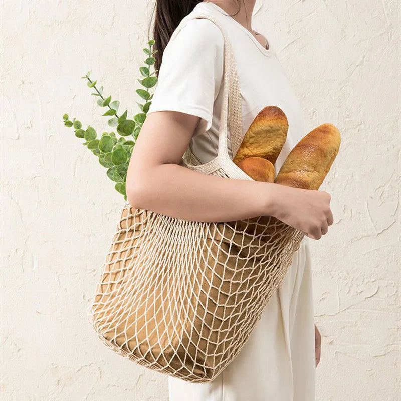 Afralia™ Mesh Net Tote Bag for Shopping & Produce - Reusable & Washable