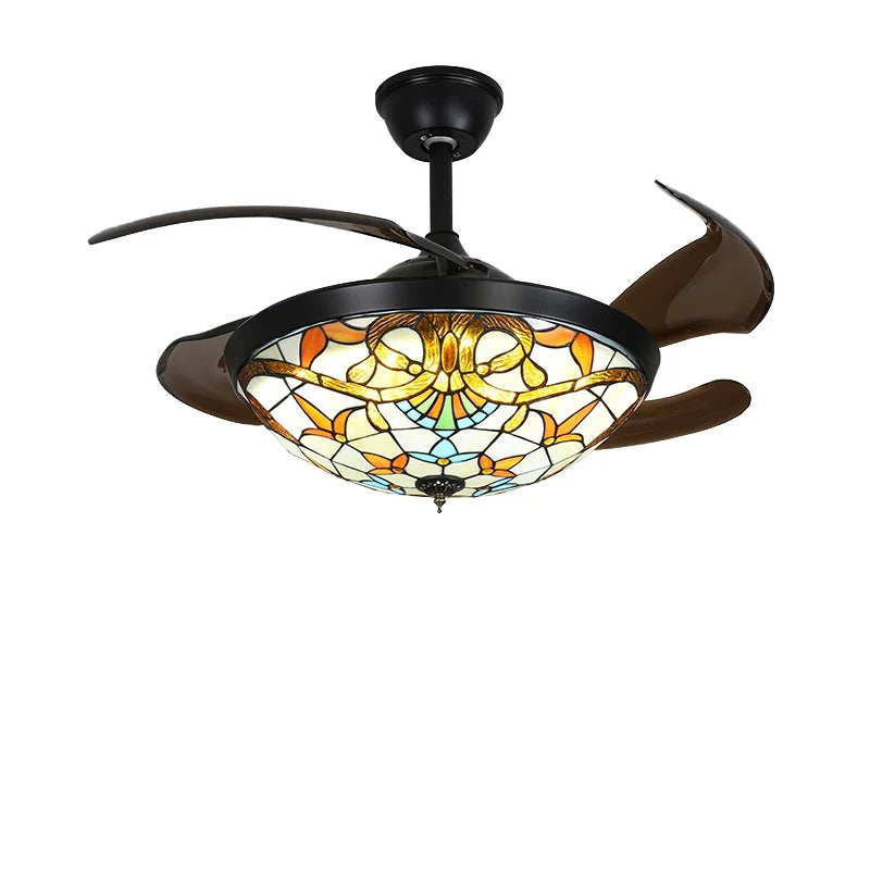 Afralia™ Mediterranean Retro Ceiling Fan with Remote - Invisible Blade Design in Living Room