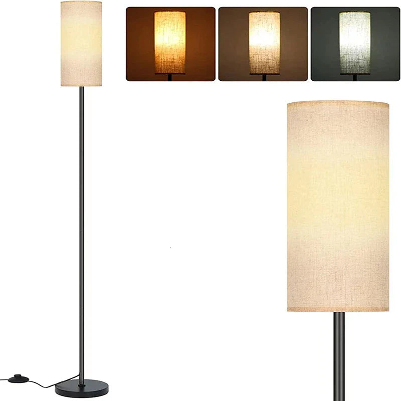 Afralia™ Nordic Cloth Lampshade LED Floor Lamp for Indoor Living Room Decor
