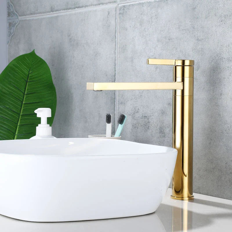 Afralia™ Tall Style Basin Faucet Deck Mounted Single Handle Mixer Tap Chrome Black Gold