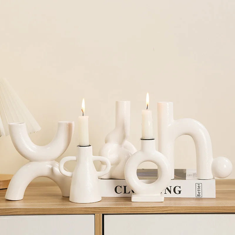 Afralia™ Geometric Ceramic Candle Holder Ornaments - Home Decor Accessories