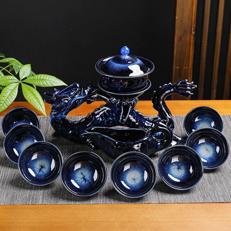 Afralia™ Dragon Kung Fu Tea Set: High-End Bone China Teapot & Cup, Automatic, Holiday Gift