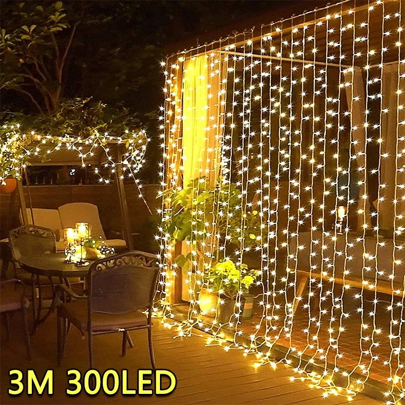 Afralia™ LED Curtain String Lights | 8 Modes Fairy Decoration for Home Garden Christmas Party