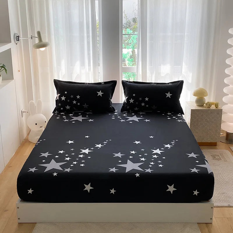 Afralia™ Printed Waterproof Fitted Bed Sheet Full Queen Size Bed Cover