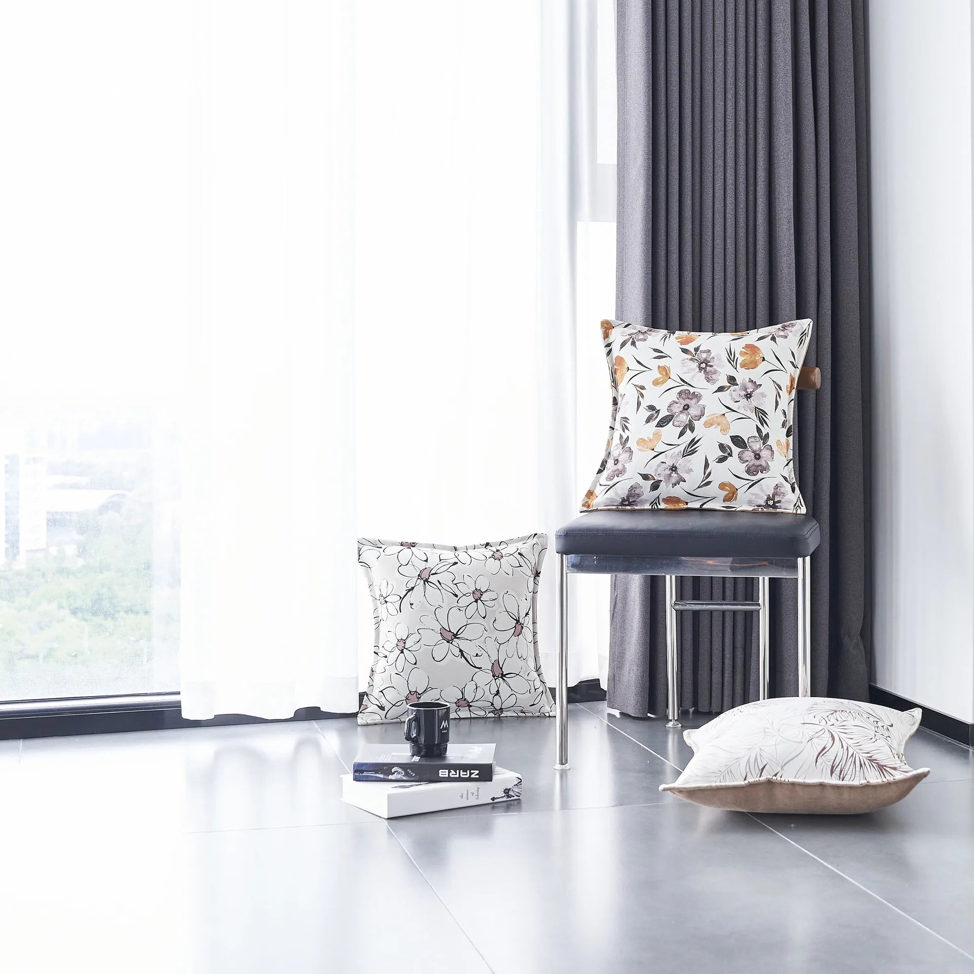 Botanical Floral Print Pillow Cover by Afralia™: Square Sofa Cushion for Living Room