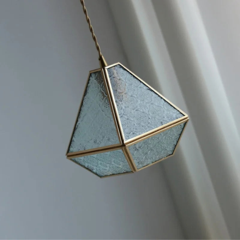 Afralia™ Blue Glass LED Pendant Light Fixture Modern Nordic Wire Hanging Lamp