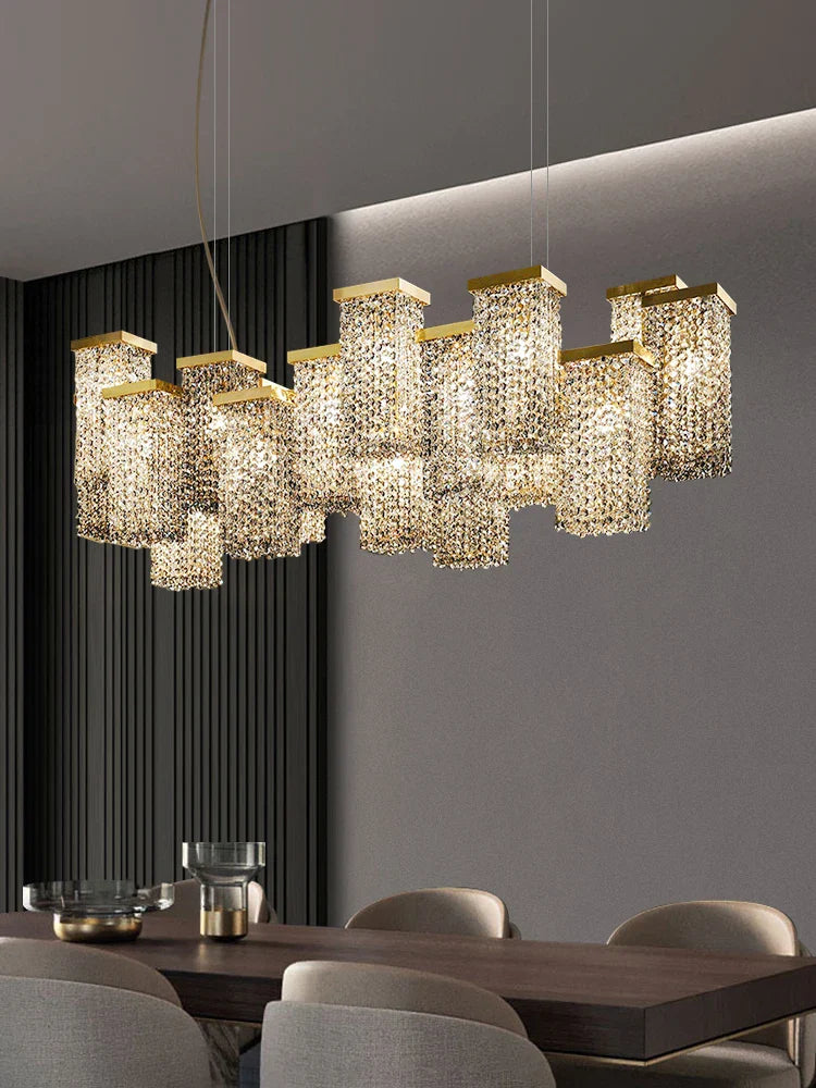 Afralia™ Modern Luxury Crystal Pendant Chandelier for Dining Room and Kitchen