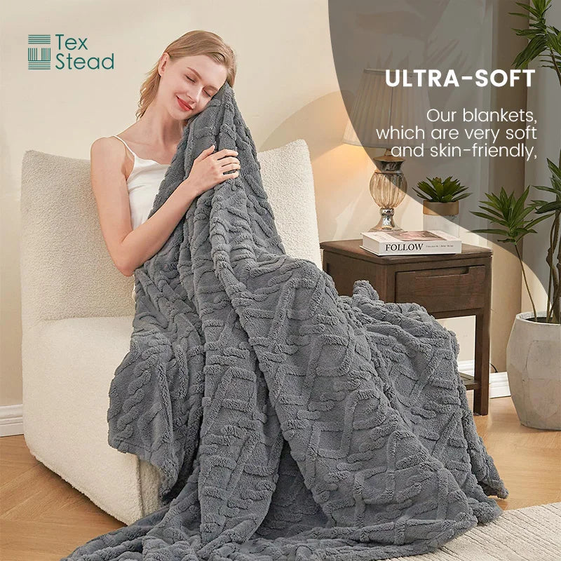 Afralia™ Super Soft Furry Throw Blanket for Girls Women, Stylish Design, Cozy & Warm