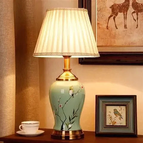 Afralia™ Chinese Ceramic Table Lamp for Living Room, Bedroom, and Study Room