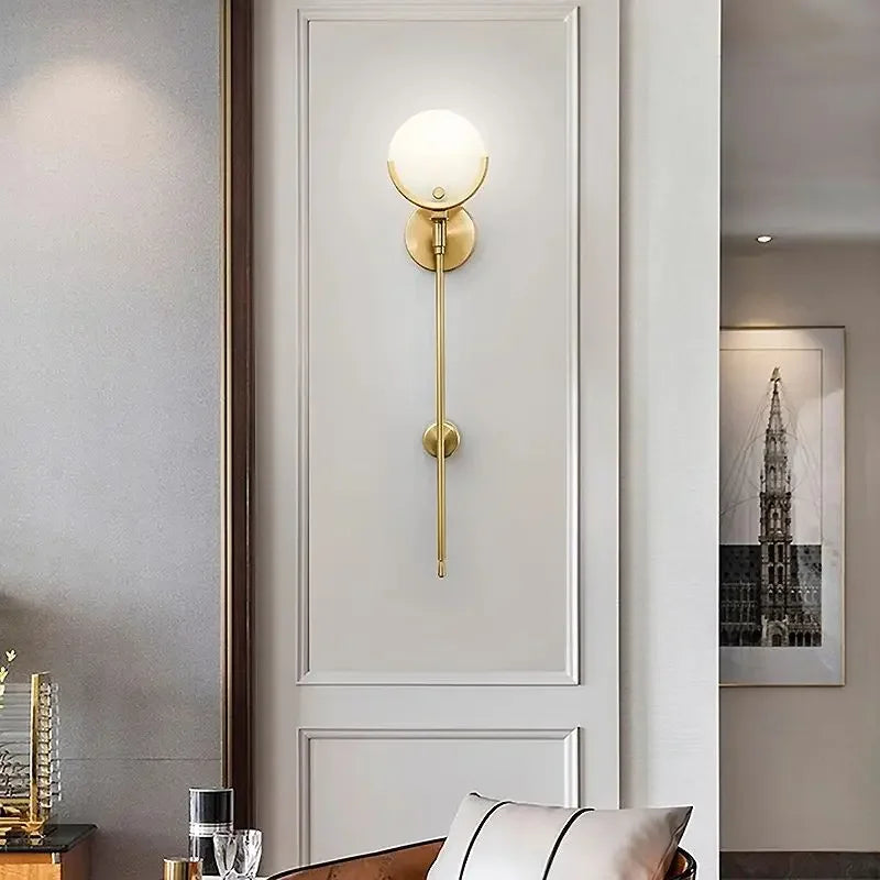 Afralia™ Copper Marble LED Wall Lamp | Home Decoration Lighting for Bedroom Living Room