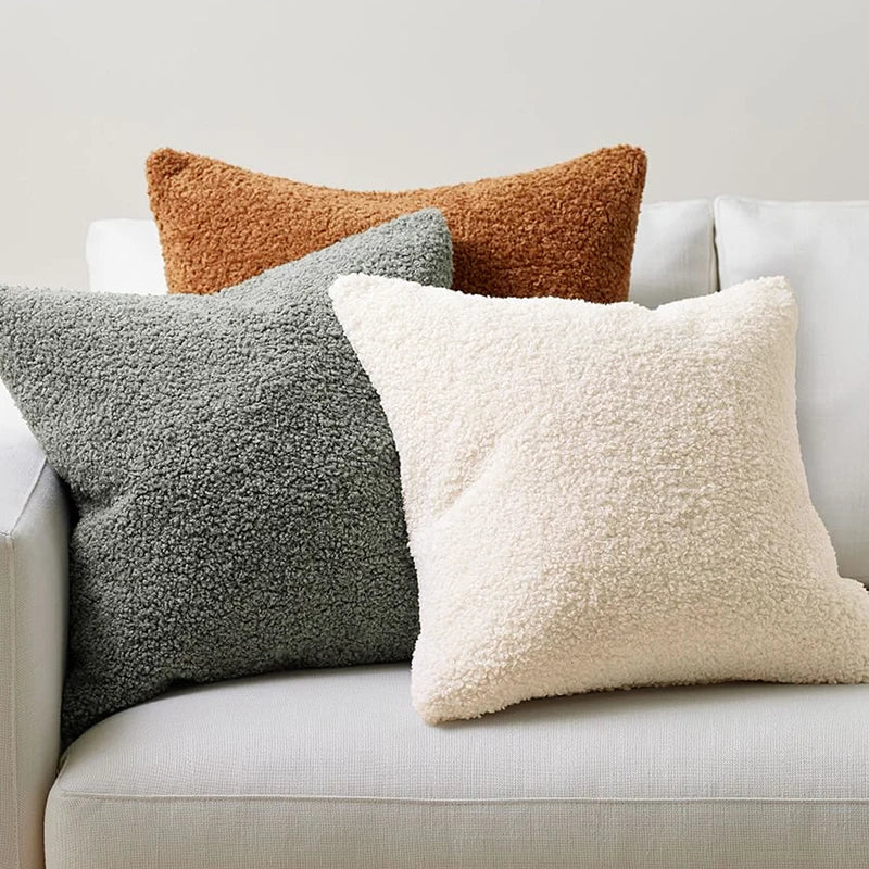 Afralia™ Boucle Teddy Throw Pillow Case Set of 2