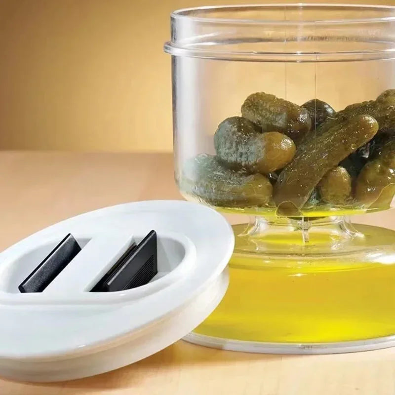 Afralia™ Hourglass Pickle & Olive Dispenser Jar for Kitchen Juice Separator