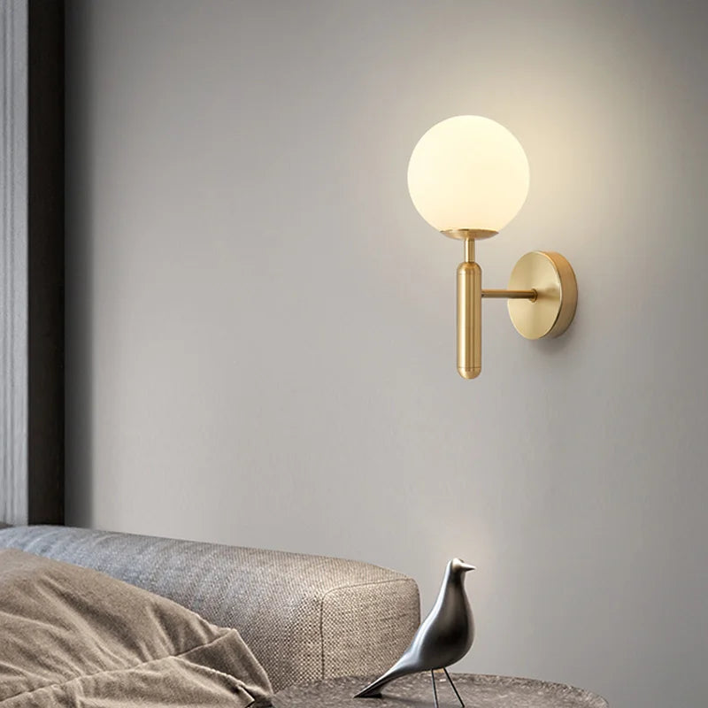 Afralia™ Glass Ball Mirror Wall Lights for Bedroom Living Room Decor