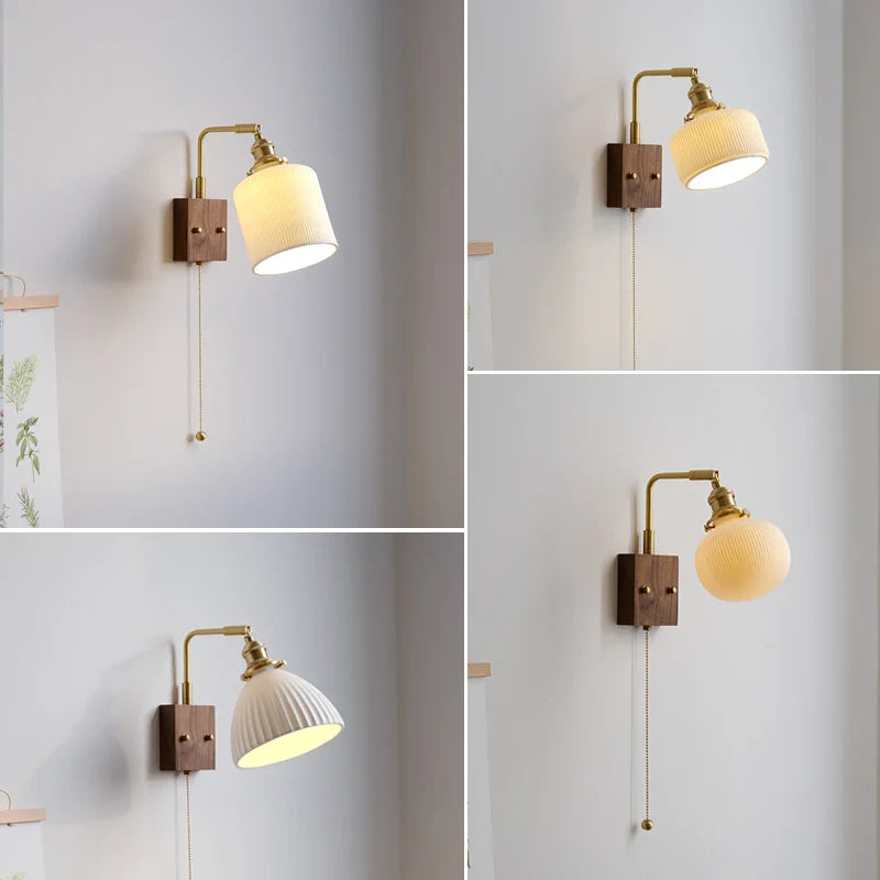 Afralia™ Ceramic Copper LED Wall Lamps Bedroom Bathroom Mirror Light Fixtures