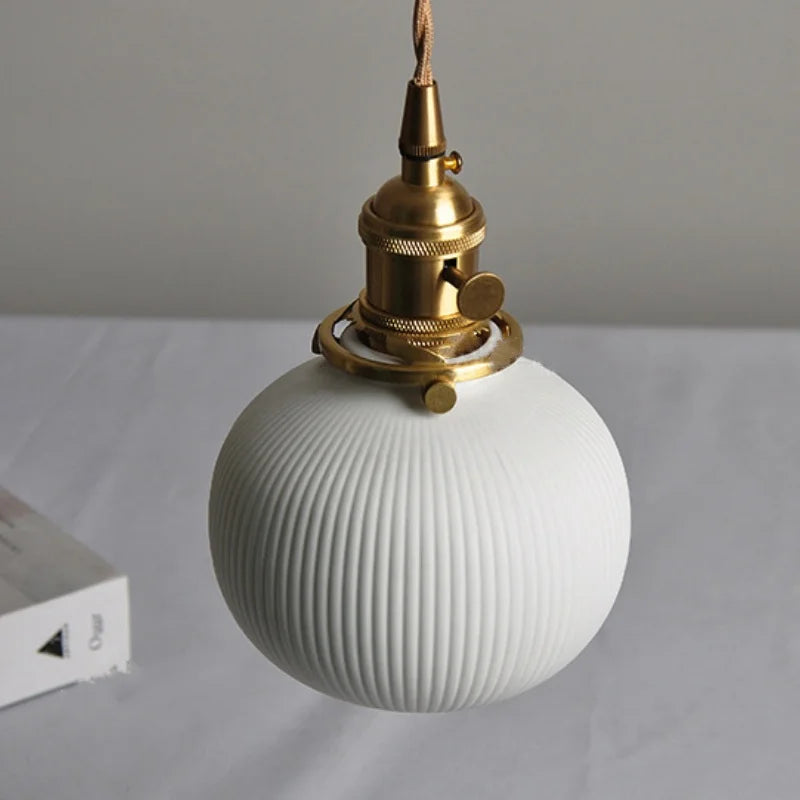 Afralia™ White Ceramic LED Pendant Light Fixture Modern Nordic Hanging Lamp