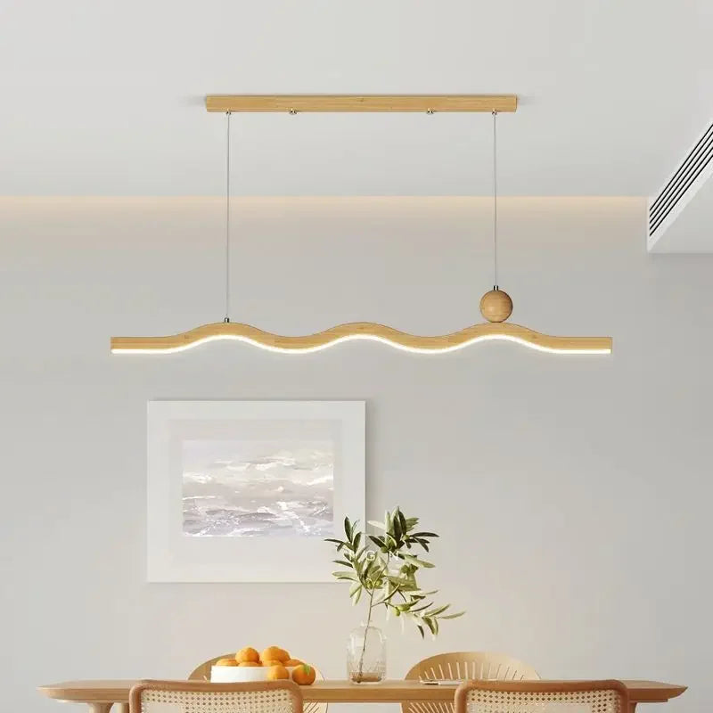 Afralia™ Modern Minimalist Wood Chandelier Pendant Lamp for Dining Table Kitchen and Restaurant