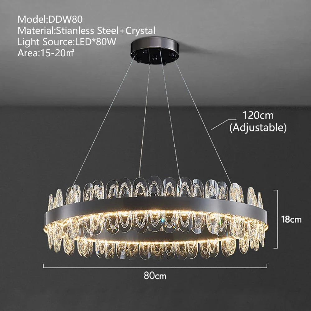 Afralia™ Modern Crystal Chandelier: Long Gold LED Luxury Suspension Lamps