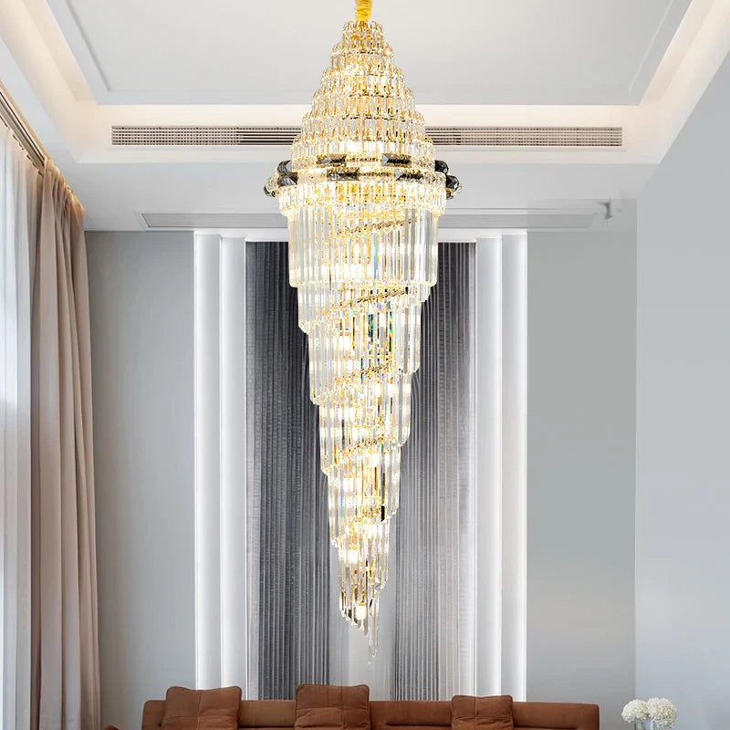 Afralia™ Modern Crystal Duplex Villa Chandelier for Luxury Living Room