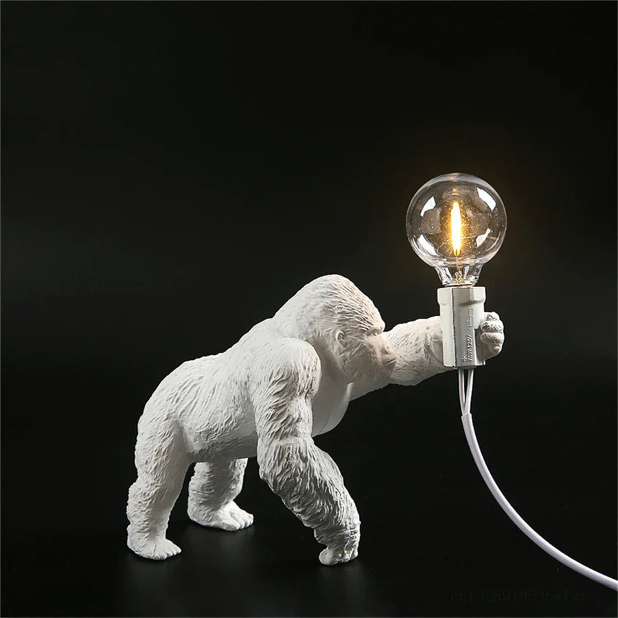 Afralia™ Mini Gorilla Night Light Black Golden Cute Monkey Table Lamp Kids Room Decor
