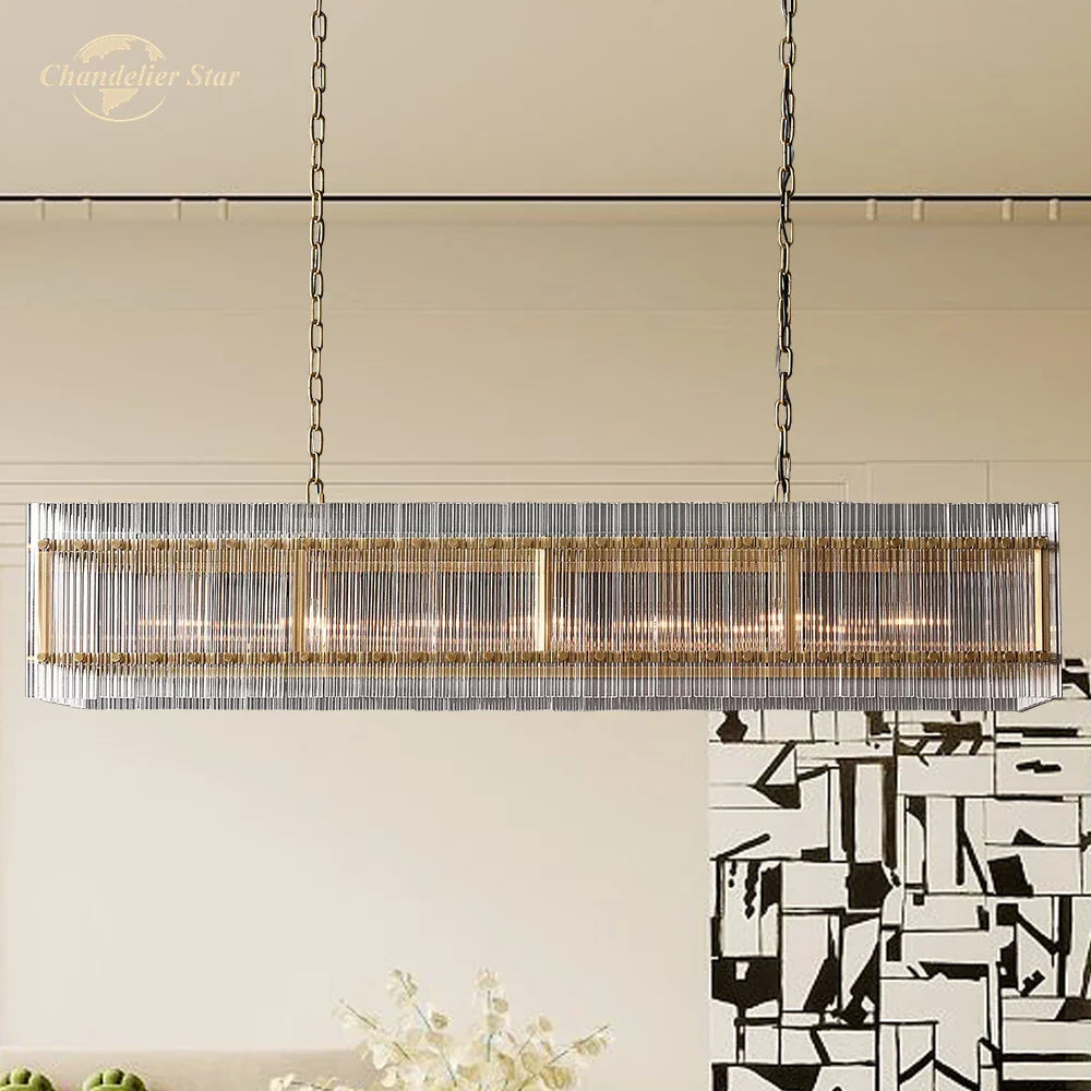 Afralia™ LED San Marco Glass Chandelier: Modern Rectangular Lighting for Dining, Kitchen, Living Room