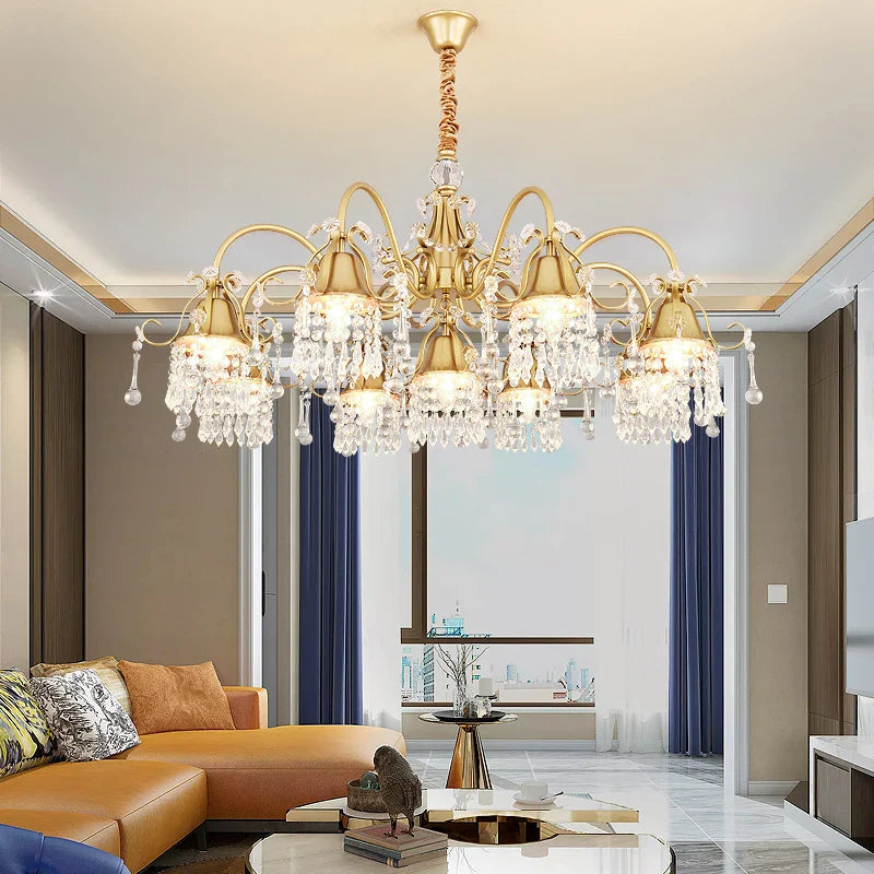 Afralia™ Iron Crystal Chandelier: Retro & Creative Lighting for Living Room, Bedroom, Dining Room
