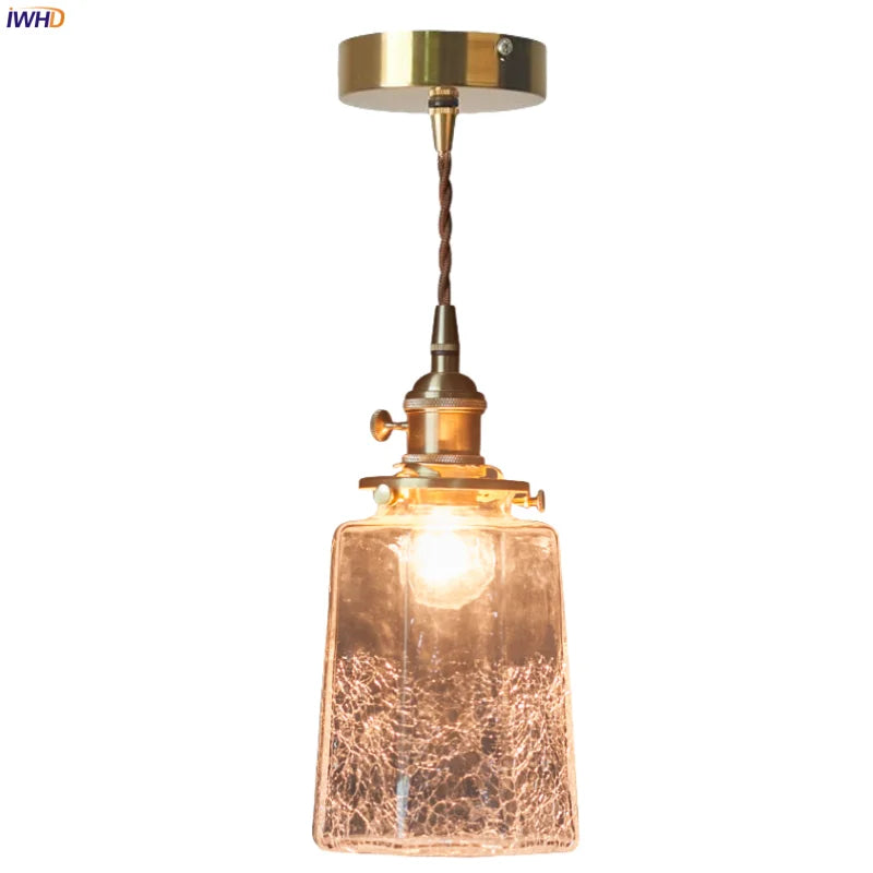 Afralia™ Vintage Glass LED Pendant Light for Kitchen Living Room Cafe Bar