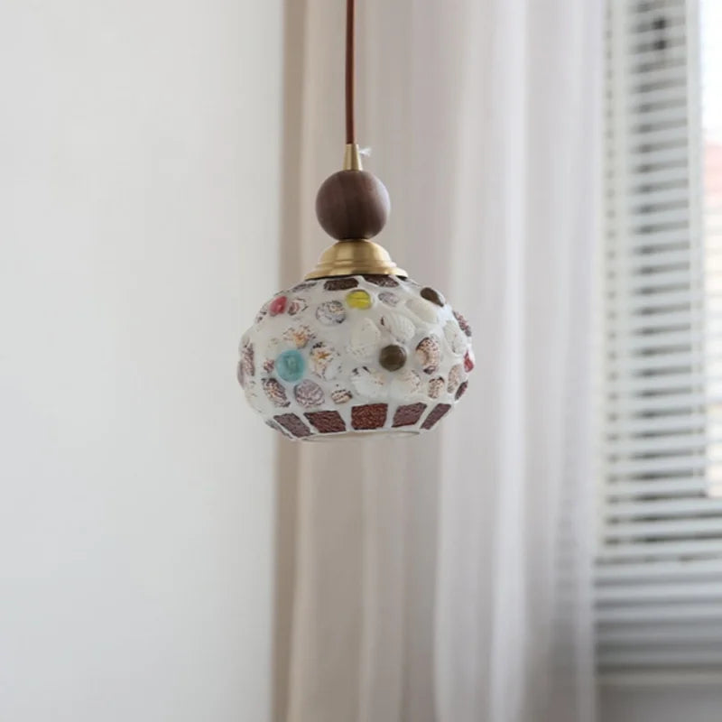 Afralia™ Glass Walnut LED Pendant Lamp Nordic Modern Dining Room Light Hanglamp