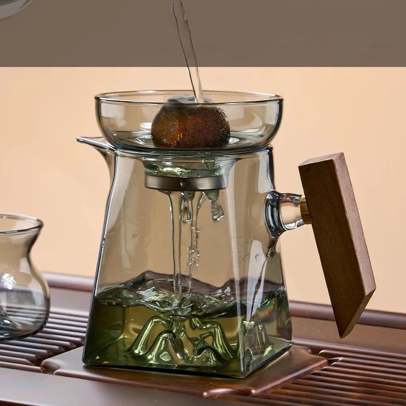 Afralia™ Glass Kung Fu Tea Cup Set with Handle and Filter, 350ml