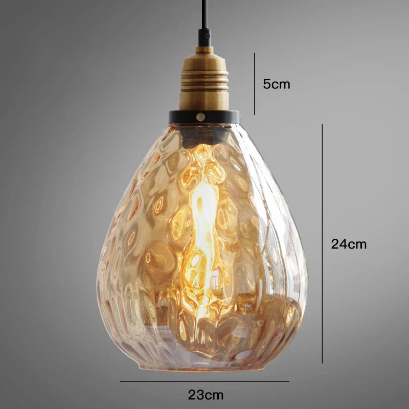 Afralia™ Amber Glass Industrial LED Pendant Lights for Dinning Bedroom Vintage Edison