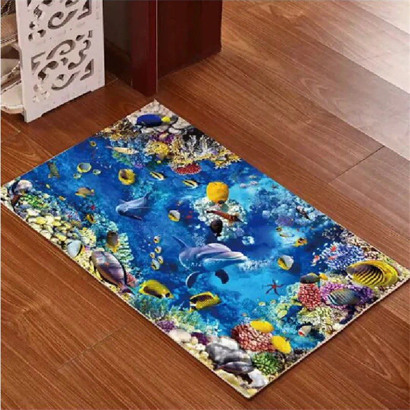Afralia™ Underwater World Crystal Velvet Door Mat: Anti-Slip, Durable, Easy to Clean Rug