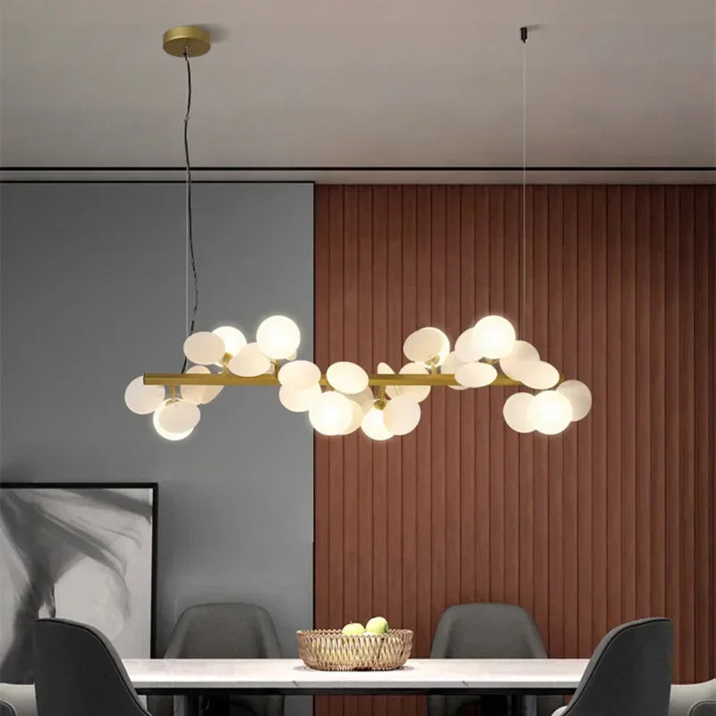 Afralia™ Nordic Glass Ball LED Chandelier - Elegant Lighting Fixture for Home Decor