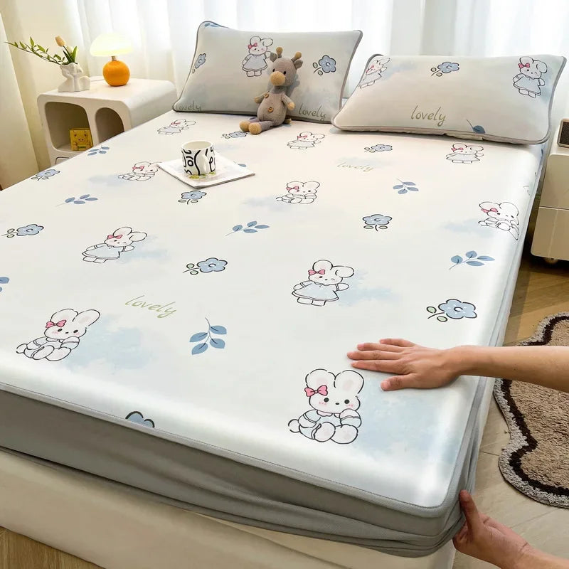 Afralia™ Cooling Ice Silk Mattress - 3Pcs, High Quality, Simple Pattern, Anti-Wrinkles.