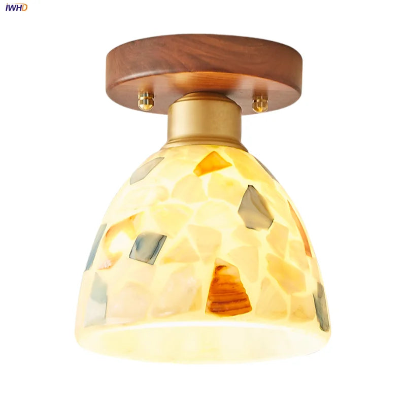 Afralia™ Shell Tiffany Glass Canopy LED Ceiling Light