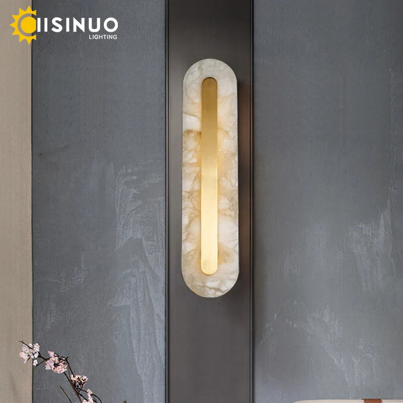 Afralia™ Marble Wall Light: Modern Copper Gold LED Sconce for Bedroom Hotel Corridors