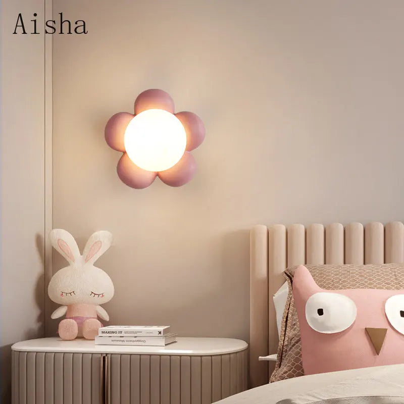 Afralia™ Kids Amusement Park Flower LED Wall Lamp
