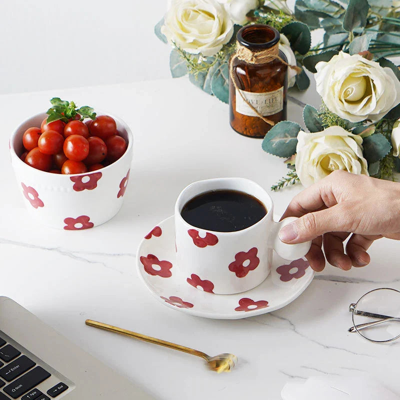 Afralia™ Ceramic Coffee Cup Set - Korean Style Creative Mug for Tea & Milk - Wholesale Birthday Gift