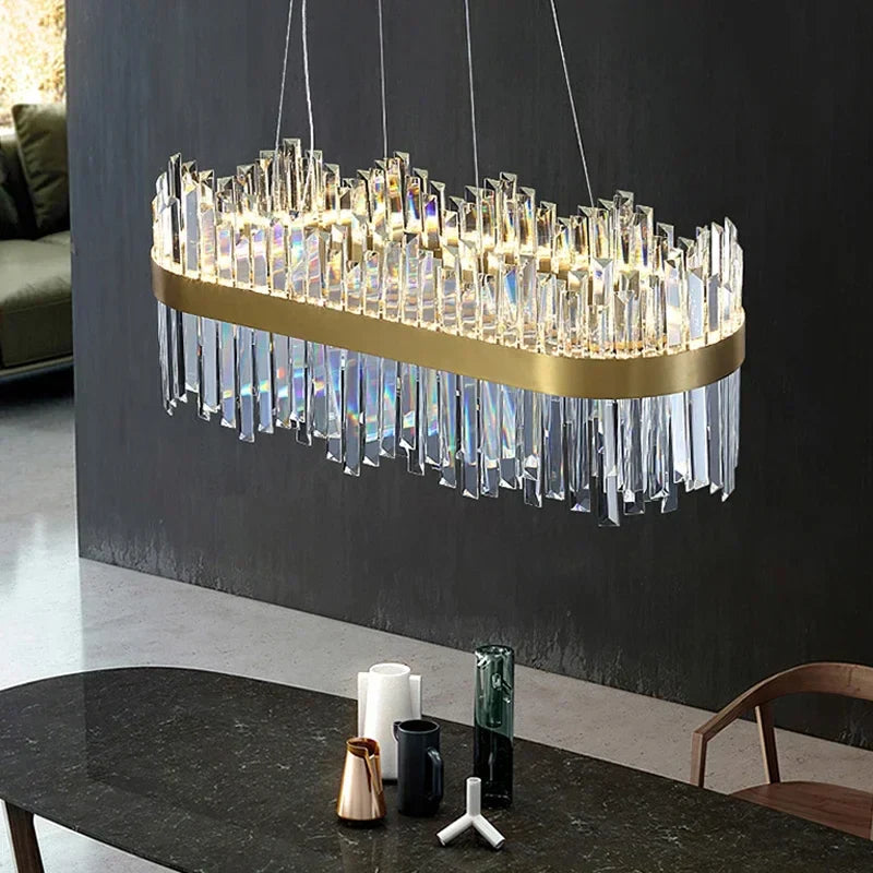 Afralia™ LED Crystal Chandelier Pendant Lamp for Modern Living Room Lighting Fixtures