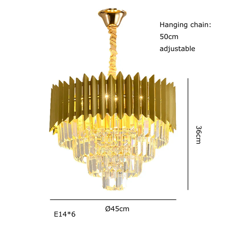 Afralia™ Modern Golden Crystal Pendant Chandelier for Luxurious Living Room Decor