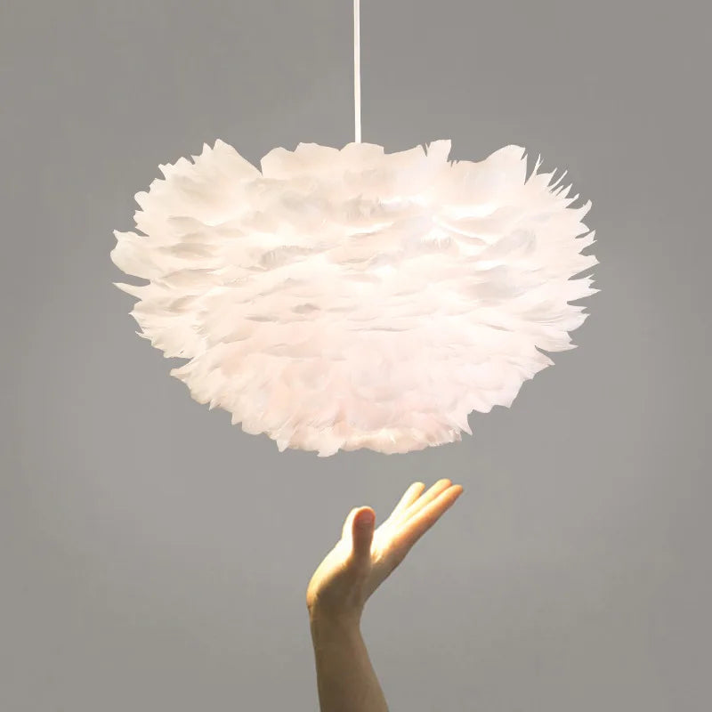 Afralia™ Nordic Feather Chandelier: Warm, Romantic LED Pendant Lamps for Girl Room and Clothes Shop