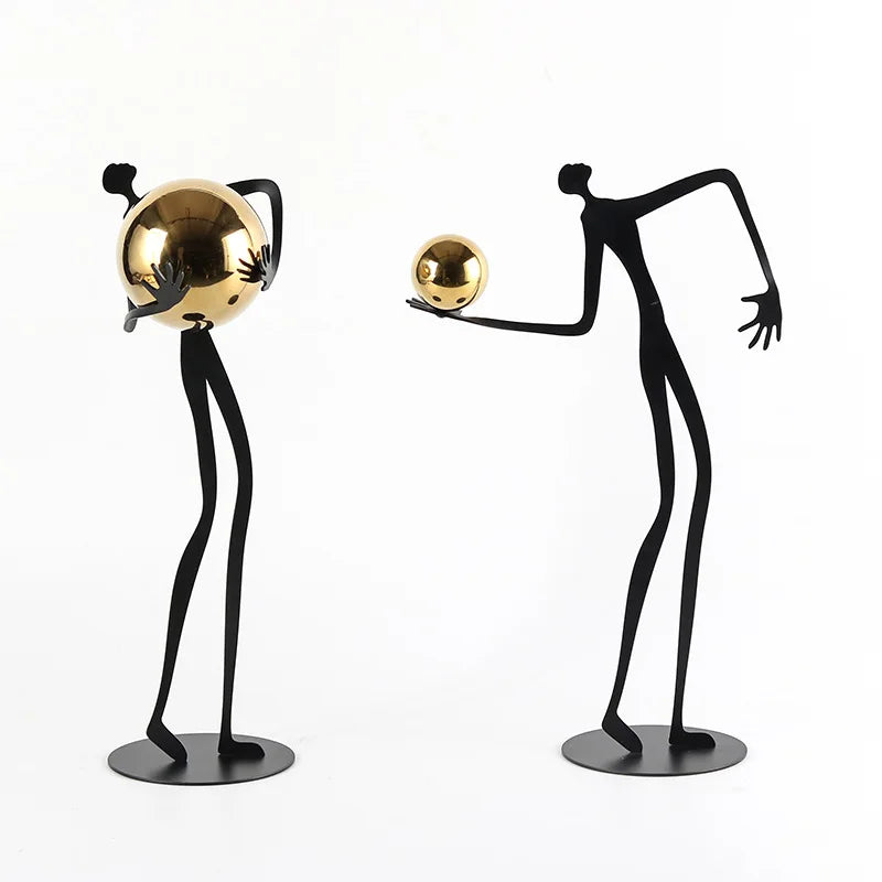 Afralia™ Gold Figure Sculpture Metal Ornament Home Decor Figurine