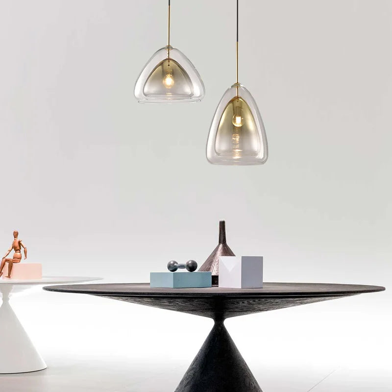 Afralia™ Gradient Glass Pendant Lamps: Luxury LED Chandeliers for Bedroom and Restaurant