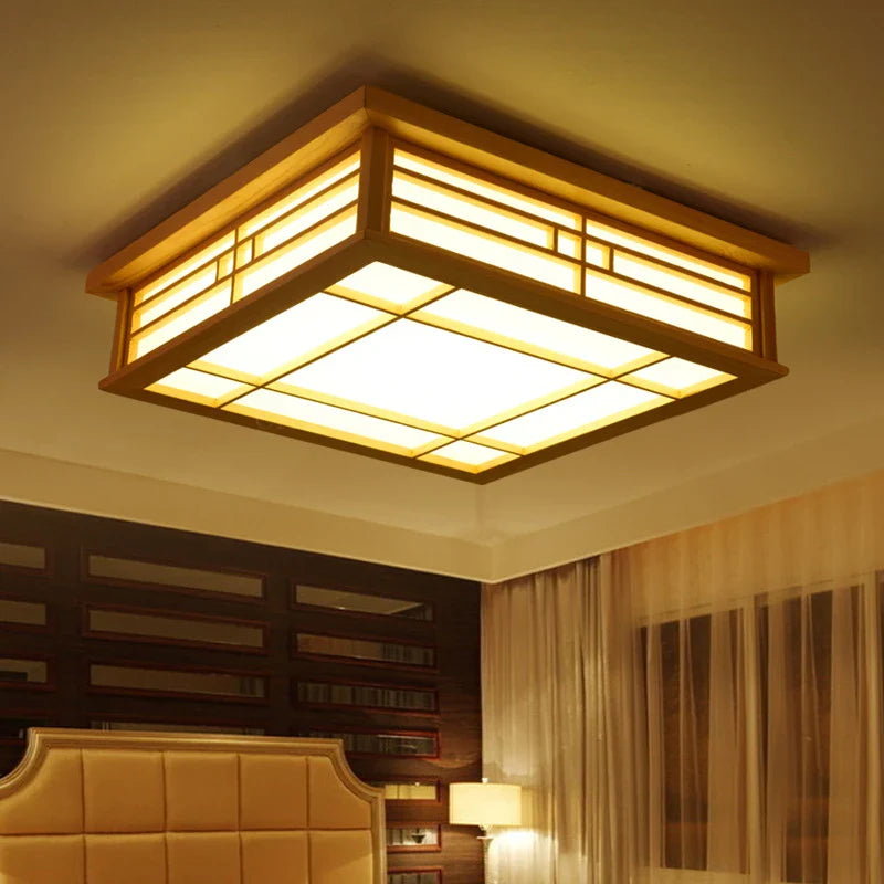 Afralia™ Wood Ceiling Light: Chinese & Japanese Style LED Wooden Lamp for Living Room & Dining Room