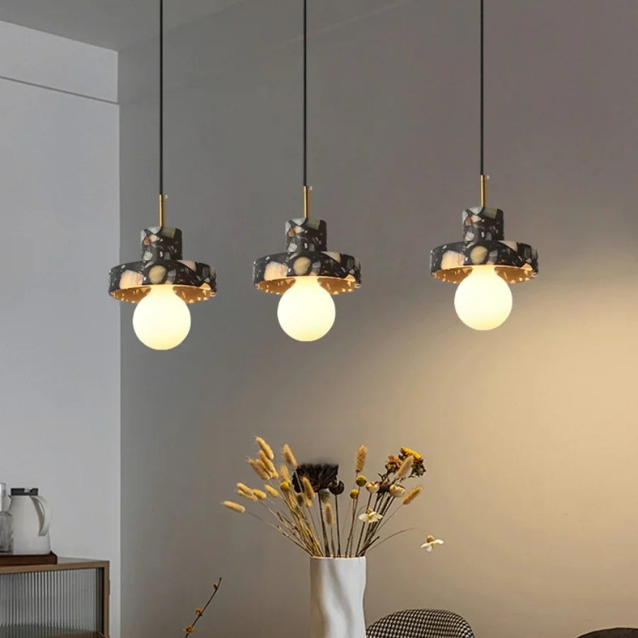 Afralia™ Terrazzo Stone LED Pendant Lights for Modern Home Decor